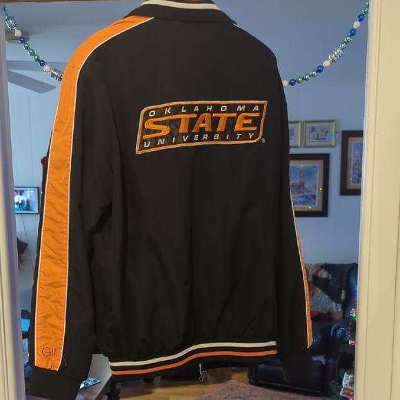 Men's Black and Orange Varsity Jacket - Picture 3 of 7